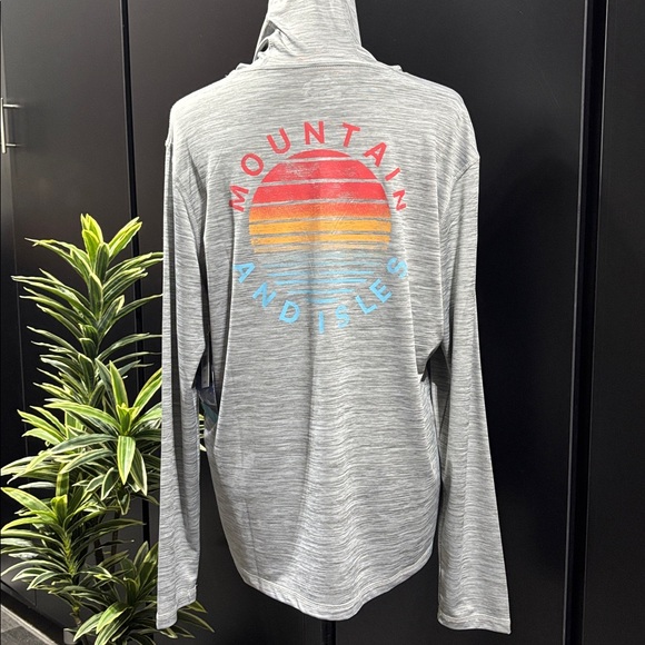 Mountain and Isles Hoodie,pull over,UPF 50 Sun protect,quick dry,stretch,sunrise - Picture 1 of 10